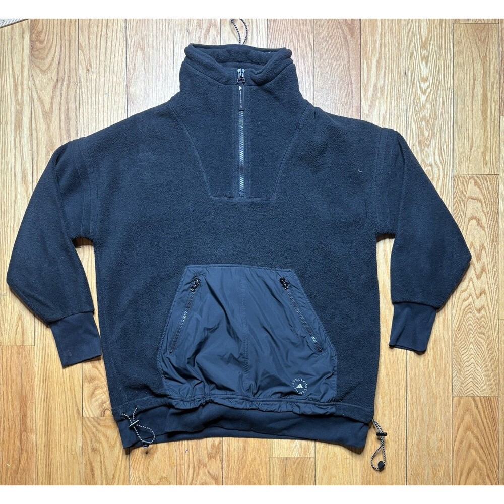Stella McCartney x Adidas 1/4 Zip Fleece Pullover Women's Small Black Sweater